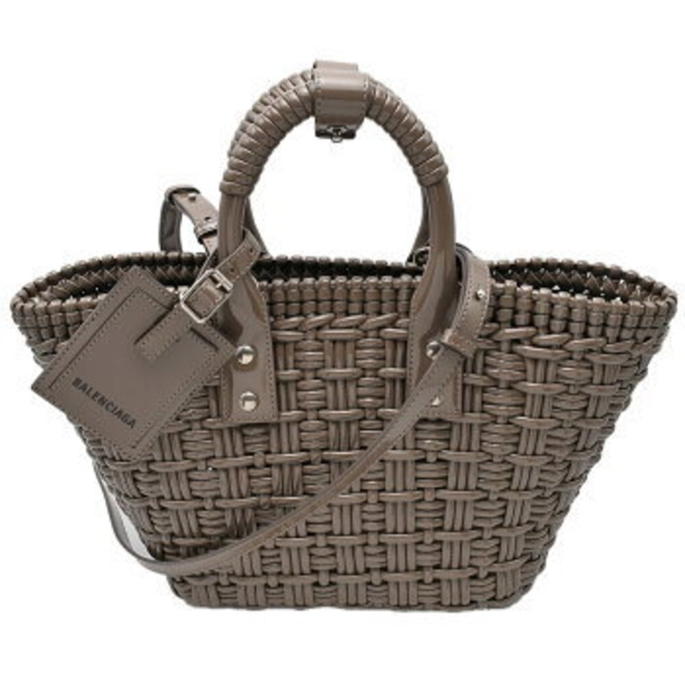 Balenciaga Bistro XS Basket Bag Enamel Gray Beige Tan Handbag Shoulder